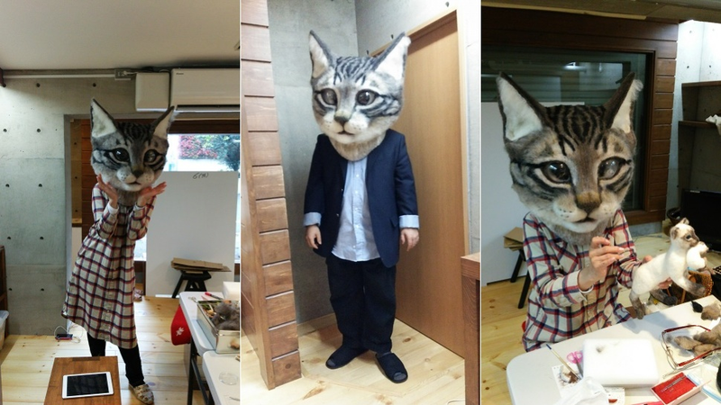 Illustration for article titled You Can Wear This Freaky Cat Head in Tokyo